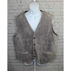Vintage Gino Leather Vest Fundamental Fashion Gray corduroy Euro Style Size XL